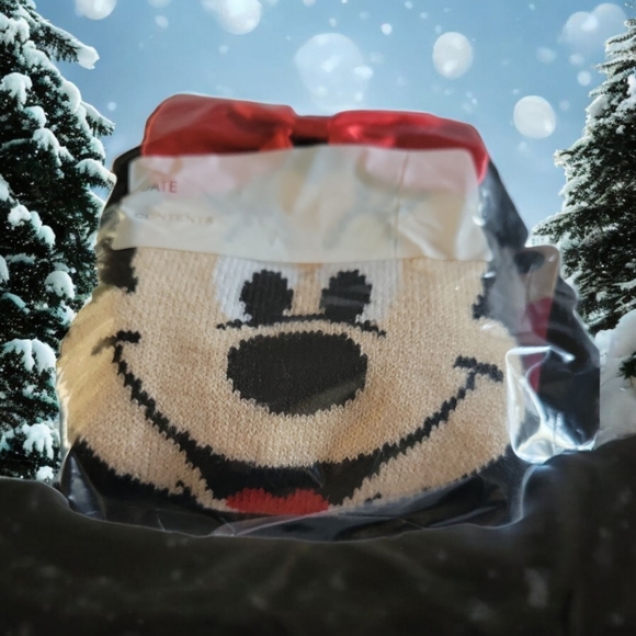 NWT DISNEY Kid's Toddler Minnie Mouse KNIT POM POM Beanie Glove SET BLACK/RED - Picture 2 of 5